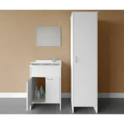 Mobile Lavatoio 2 Ante 60x50x85 con Colonna 45x50x182 e Specchio 45x60