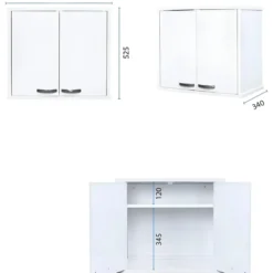 Mobile Lavatoio 2 Ante 60x50x85 Pensile 60x34x52 Colonna 45x50x182 cm