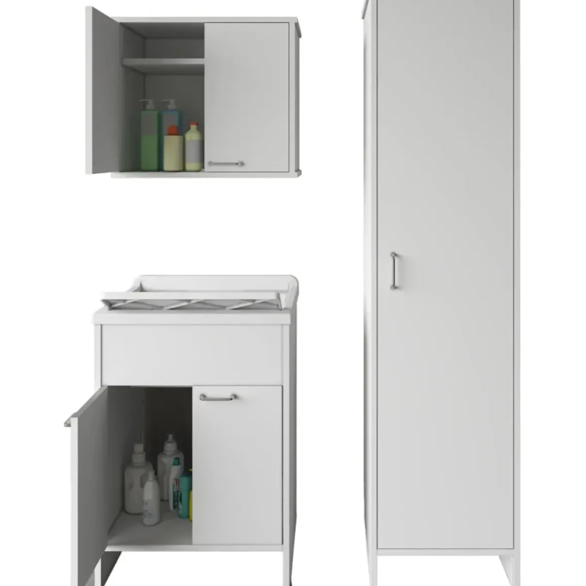 Mobile Lavatoio 2 Ante 60x50x85 Pensile 60x34x52 Colonna 45x50x182 cm