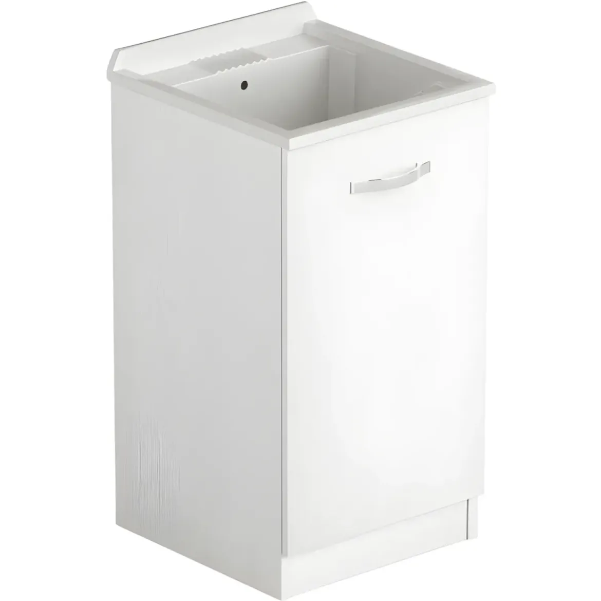 Mobile Lavatoio con Anta in Legno Bianco Frassinato per Lavanderia