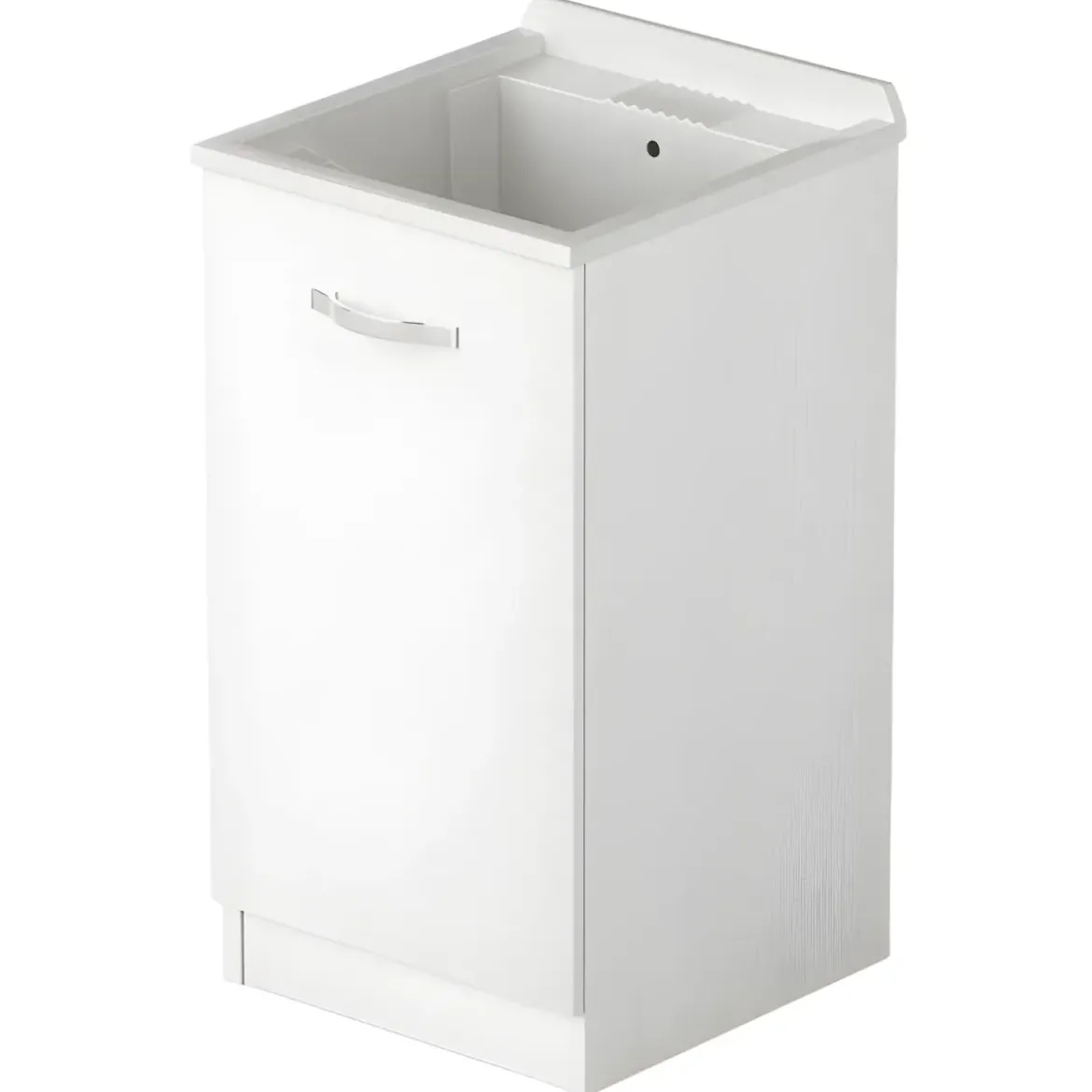 Mobile Lavatoio con Anta in Legno Bianco Frassinato per Lavanderia