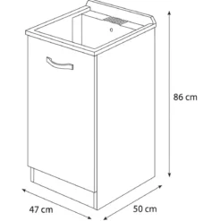 Mobile Lavatoio con Anta in Legno Olmo per Lavanderia Vasca Resina