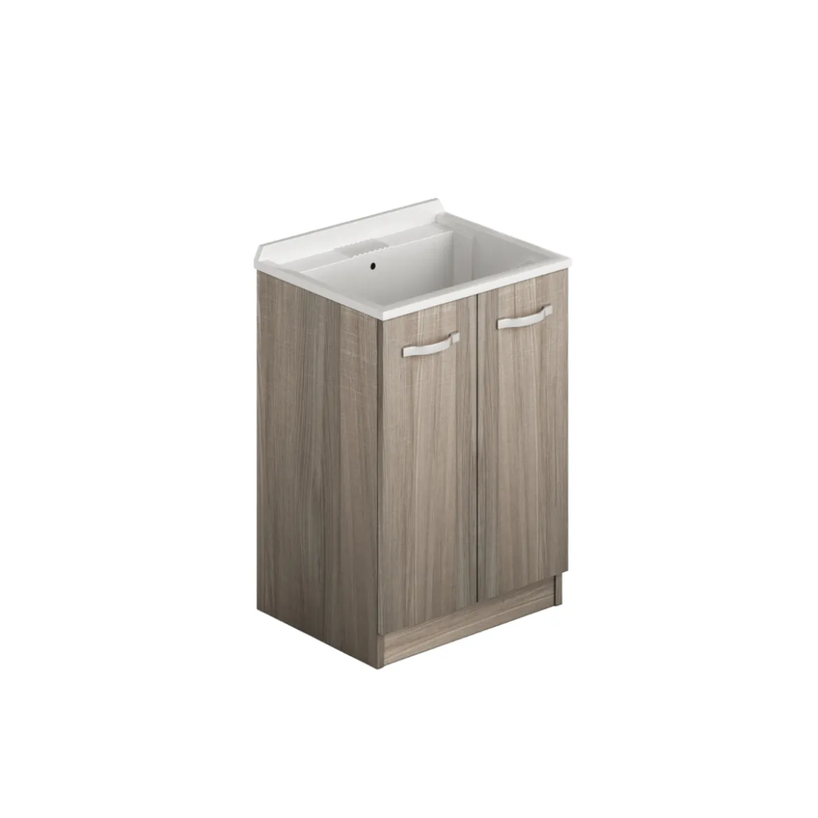 Mobile Lavatoio con 2 Ante in Legno Olmo Vaschetta in Resina Bagno Lavabo