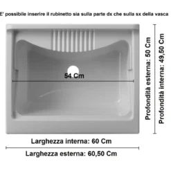 Mobile Lavatoio in Legno da Interno Lavanderia 60x85 cm Lavandino Pilozzo