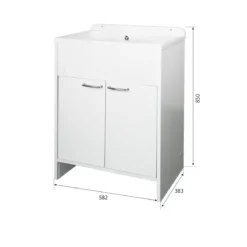 Mobile Lavatoio PVC 58x38 cm con Vasca 2 Ante con Kit Scarico Autopulente