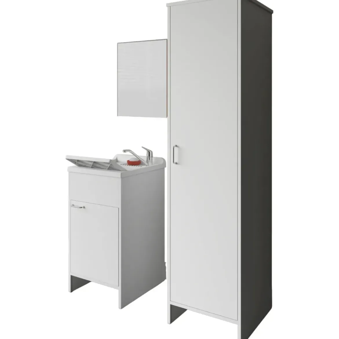 Mobile Lavatoio 45x50x85 con Colonna 45x50x182 e Specchio 45x60