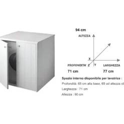 Mobile Lavatrice Asciugatrice in Resina Pvc Coprilavatrice da Bagno