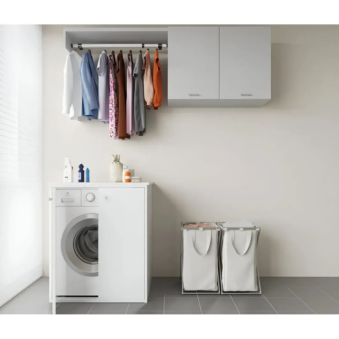 Mobile Lavatrice Asciugatrice in Resina Pvc Coprilavatrice da Bagno