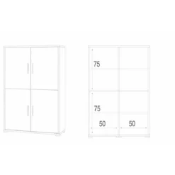 Mobile Legno Credenza 4 Ante Noce Ripiani Armadio da Ufficio Soggiorno