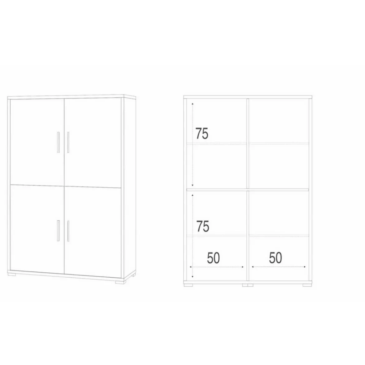 Mobile Legno Credenza 4 Ante Noce Ripiani Armadio da Ufficio Soggiorno