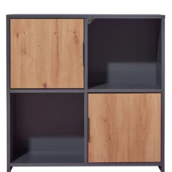 Mobile Libreria a Cubi Grigia con Ripiani Scaffali a Giorno