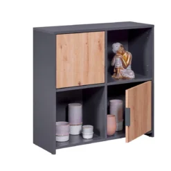 Mobile Libreria a Cubi Grigia con Ripiani Scaffali a Giorno