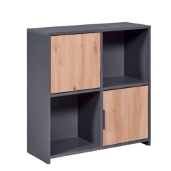 Mobile Libreria a Cubi Grigia con Ripiani Scaffali a Giorno