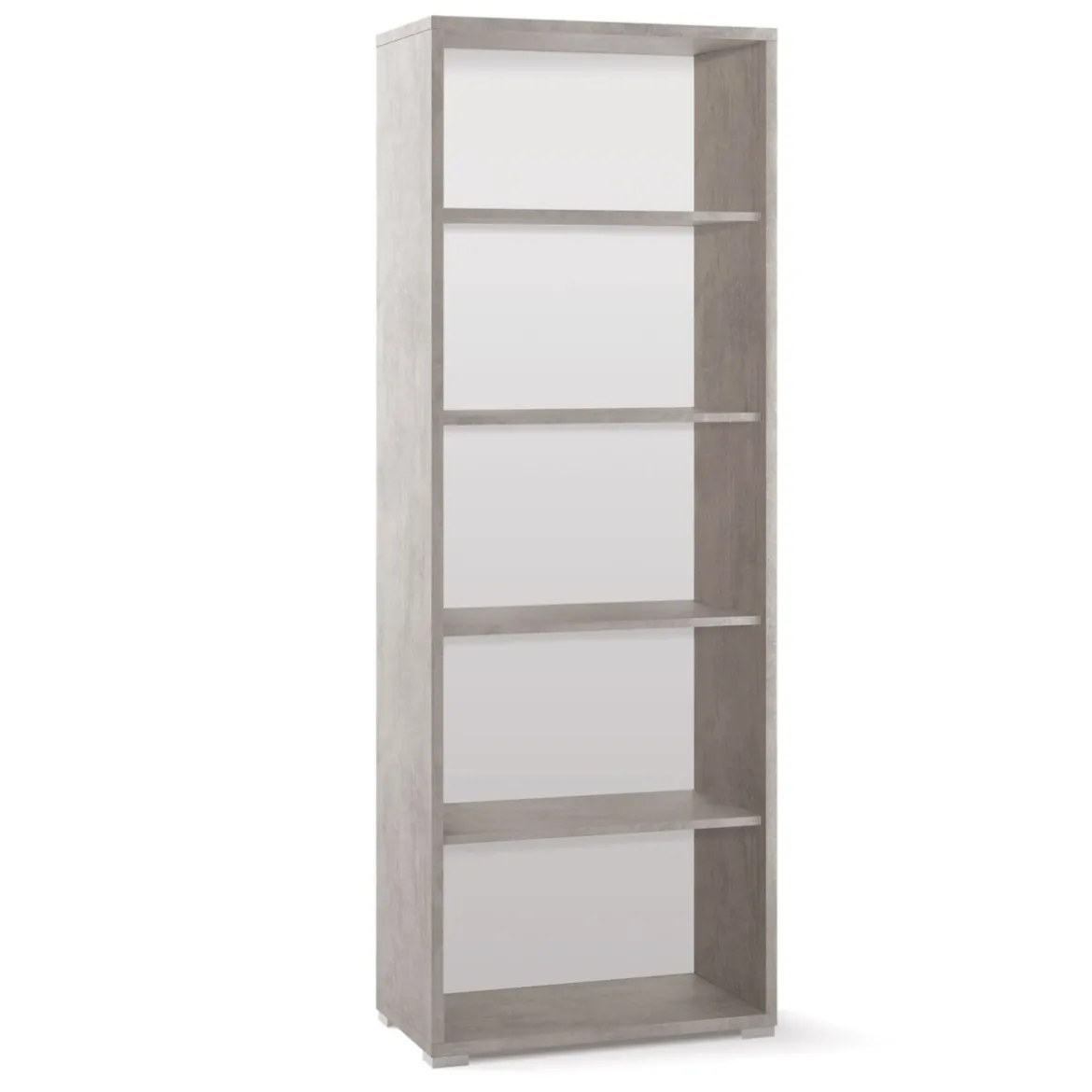 Mobile Libreria Alta Grigio Cemento 5 Ripiani Ufficio Scaffale Bambini Moderna