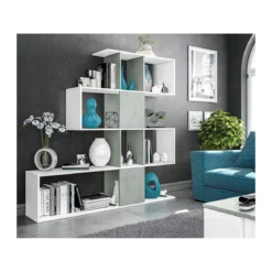 Mobile Libreria Bianca Grigio Design Scaffale Divisorio a Cubi da Parete Moderna