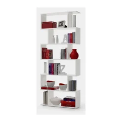Mobile Libreria 80 Bianca Lucido Ripiani Design a Giorno Parete Modulare Studio