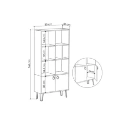 Mobile Libreria in Legno Bianco Rovere con Ante Moderna Scaffali Ufficio Sala
