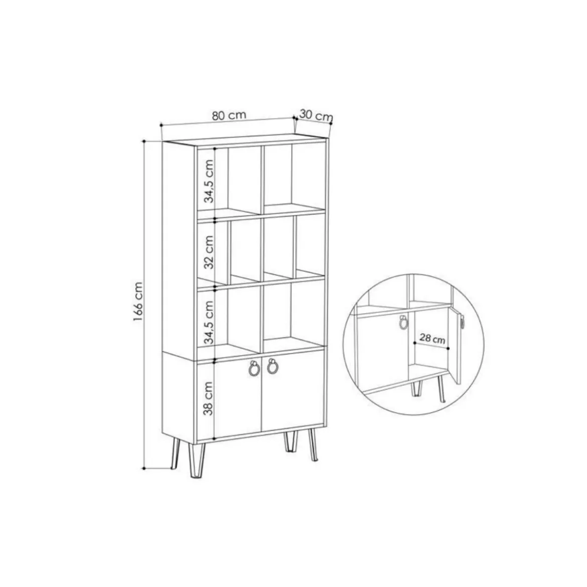 Mobile Libreria in Legno Bianco Rovere con Ante Moderna Scaffali Ufficio Sala