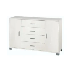 Mobile Madia 2 Ante 4 Cassetti Bianco 140 Contenitore Buffet Credenza Tv Salotto