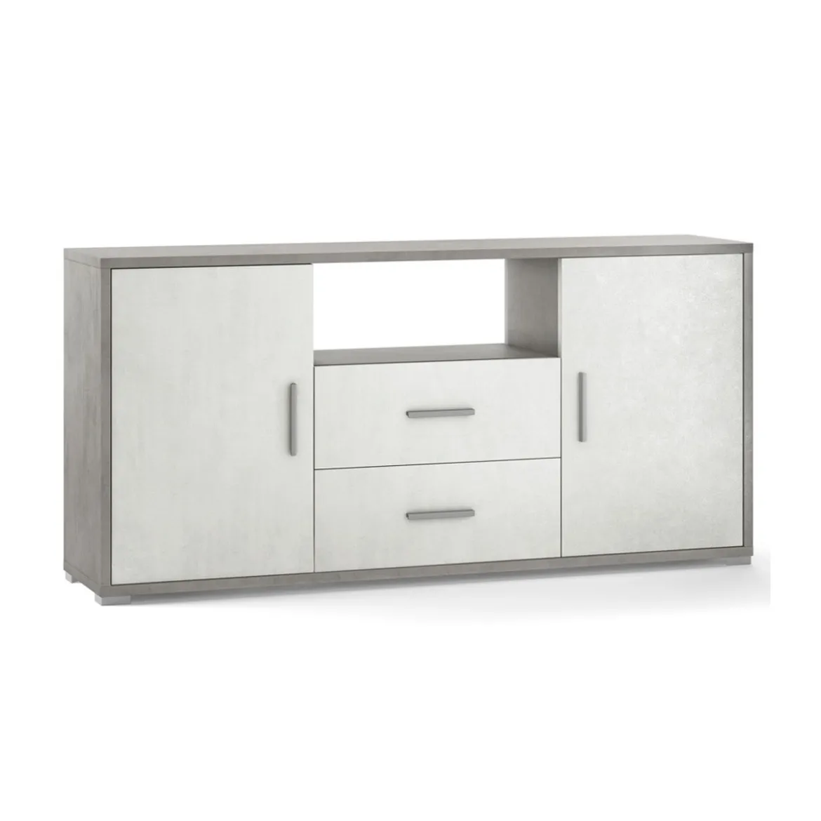 Mobile Madia 2 Ante 2 Cassetti Grigio Ossido Contenitore Buffet Credenza PortaTv
