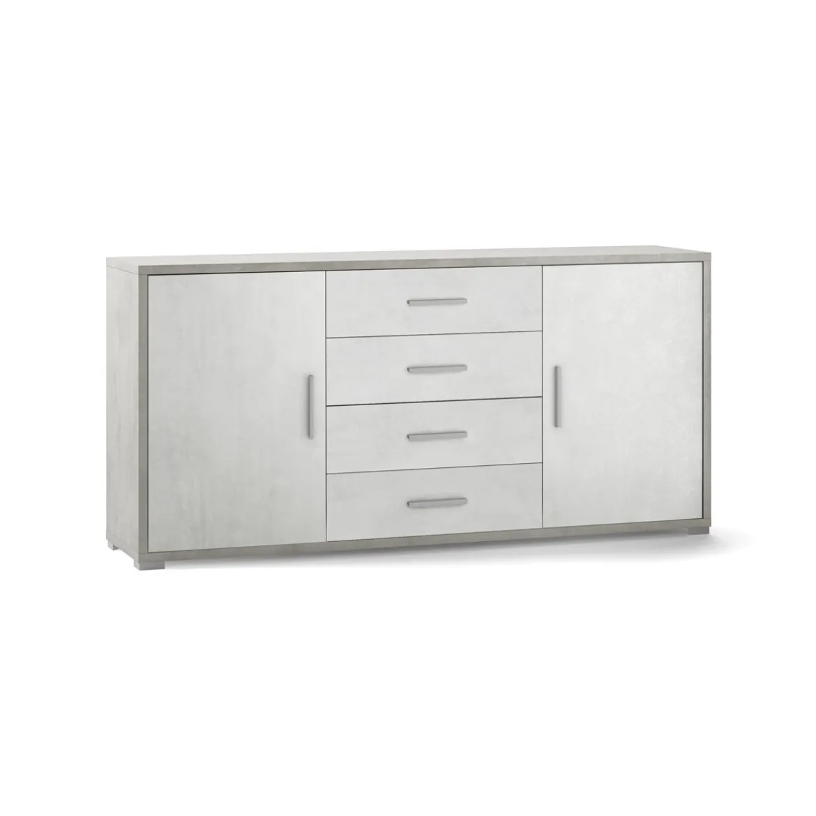 Mobile Madia 2 Ante 4 Cassetti Ossido Grigio Contenitore Buffet Credenza PortaTv