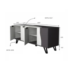Mobile Madia 160 cm 4 Ante Bianco Ghisa Porta Tv Buffet Credenza Contenitore