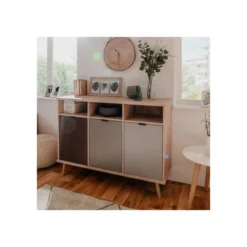 Mobile 120 Madia Rovere 3 Ante Grigio Rovere Porta Tv Buffet Credenza da Salotto