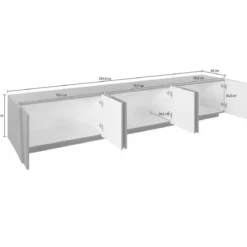 Mobile Moderno Cemento 240 Basso Porta TV Soggiorno Anta Battente Credenza