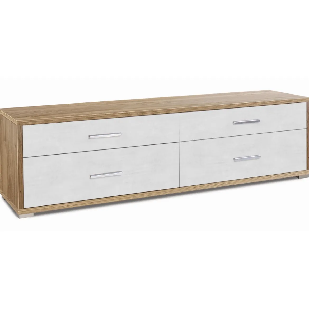 Mobile Moderno 180 Noce Bianco TV 4 Cassetti Credenza Cassettiera Legno