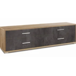 Mobile Moderno 180 Noce Nero TV 4 Cassetti Credenza Cassettiera in Legno