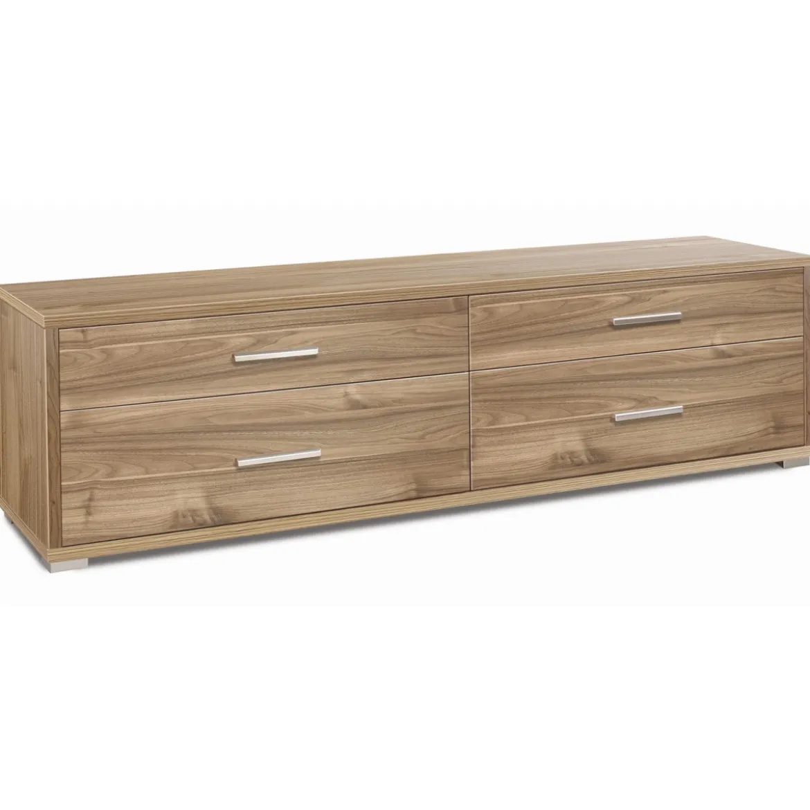 Mobile Moderno Noce Porta TV 4 Cassetti Credenza Cassettiera in Legno