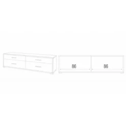 Mobile Moderno Noce Porta TV 4 Cassetti Credenza Cassettiera in Legno