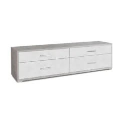 Mobile Moderno Porta TV 180 4 Cassetti Cemento Ossido Bianco da Soggiorno Basso