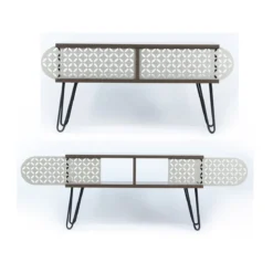Mobile Moderno Porta TV Noce Nero Industrial da Soggiorno Basso Design in Legno