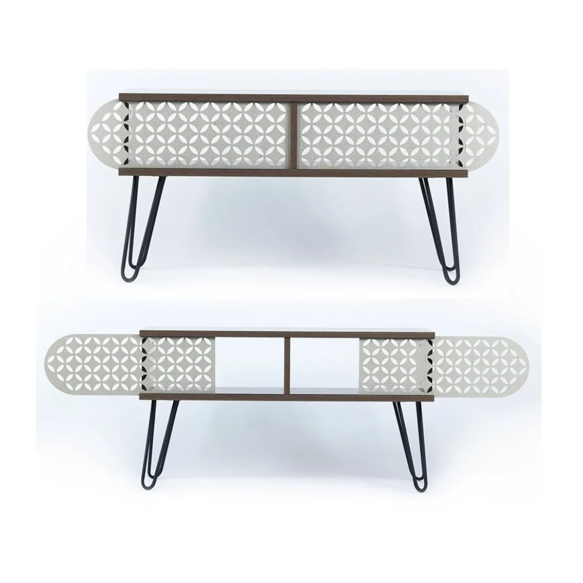 Mobile Moderno Porta TV Noce Nero Industrial da Soggiorno Basso Design in Legno