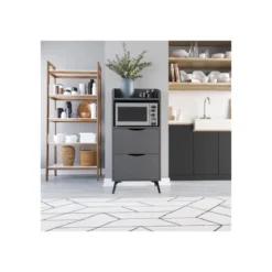 Mobile Multiuso da Cucina per Forno Microonde in Legno con Cassetti Antracite