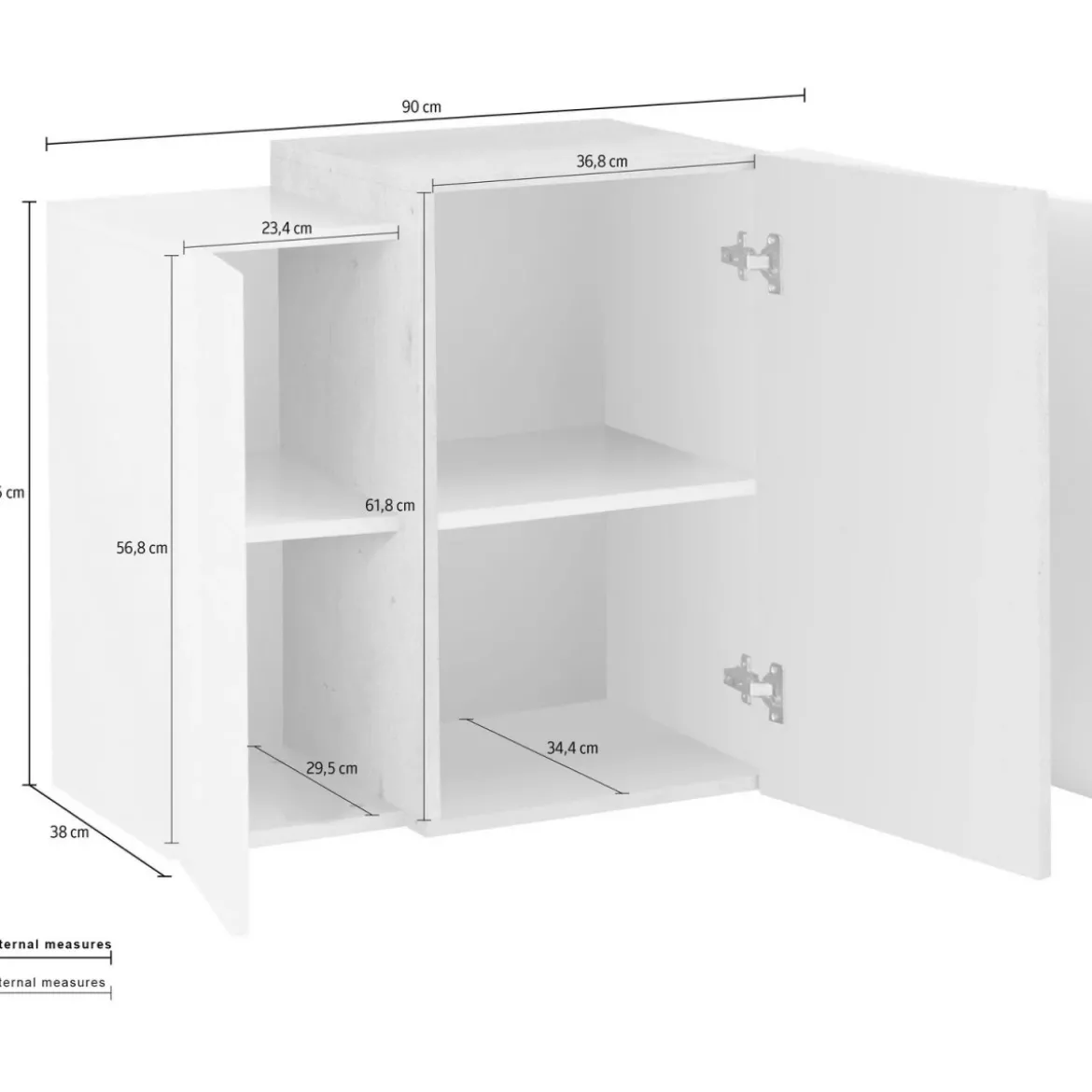 Mobile Pensile a Muro con 3 Ante Design Moderno Bianco lucido 90x38x65,5 cm