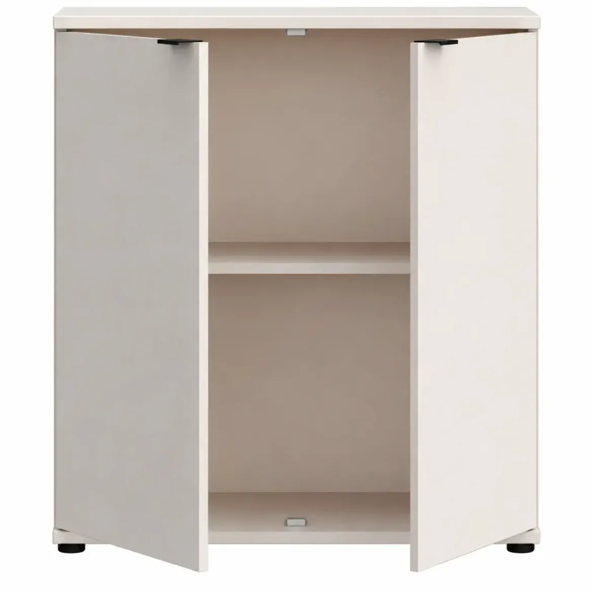 Mobile per Soggiorno Multiuso 2 Ante Beige Credenza Salvaspazio