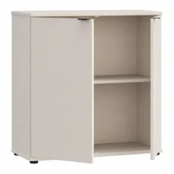 Mobile per Soggiorno Multiuso 2 Ante Beige Credenza Salvaspazio