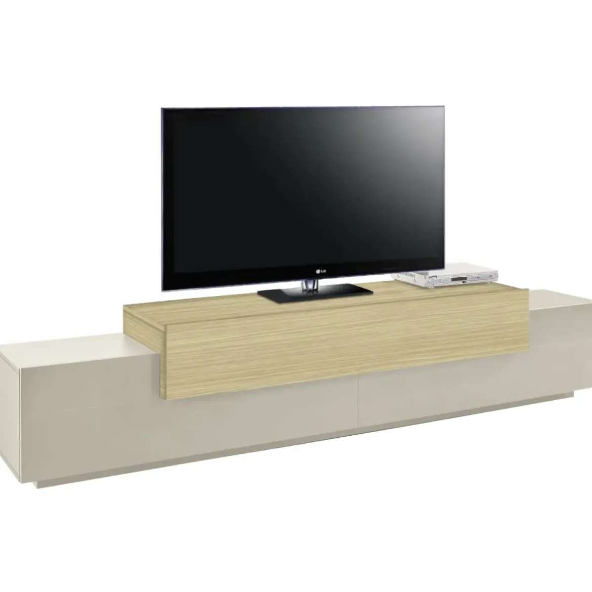 Mobile Porta Televisore da Appoggio Beige Rovere 3 Ante Ribalta Soggiorno