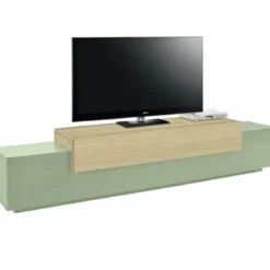 Mobile Porta Televisore Verde Salvia Rovere da Appoggio 3 Ante Ribalta