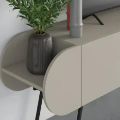Mobile Porta TV 2 Ante a Ribalta Beige Moderno Vani a Giorno Laterali