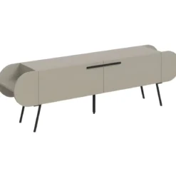 Mobile Porta TV 2 Ante a Ribalta Beige Moderno Vani a Giorno Laterali
