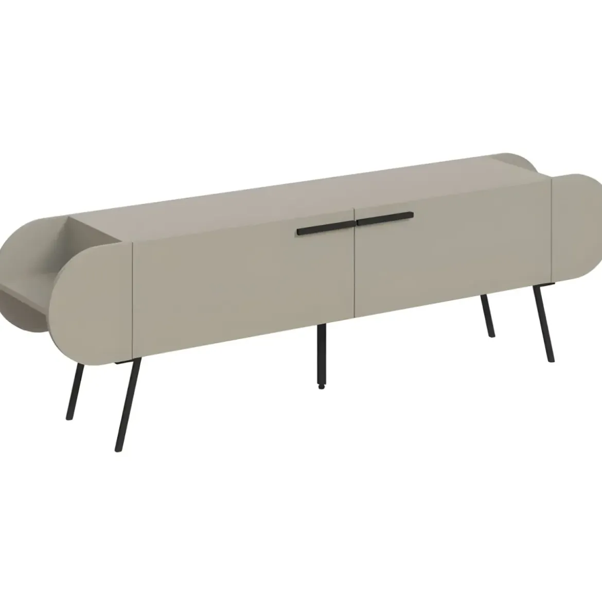 Mobile Porta TV 2 Ante a Ribalta Beige Moderno Vani a Giorno Laterali
