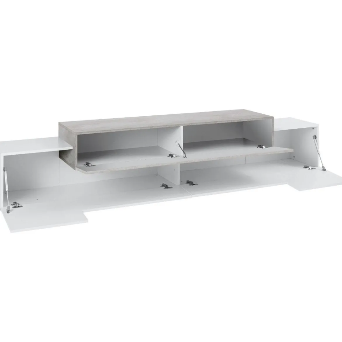 Mobile Porta TV Basso con Ante a Ribalta 240 Bianco Cemento Credenza Salone