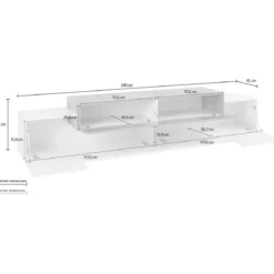 Mobile Porta TV Basso con Ante a Ribalta 240 Bianco Cemento Credenza Salone