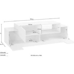 Mobile Porta TV Bianco Ardesia 160 cm Madia Bassa per Soggiorno