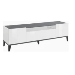 Mobile Porta TV Bianco Laccato Ardesia 160 cm Madia Bassa per Soggiorno