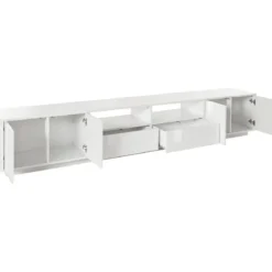 Mobile Porta TV Bianco Laccato 260 cm Madia Bassa per Soggiorno