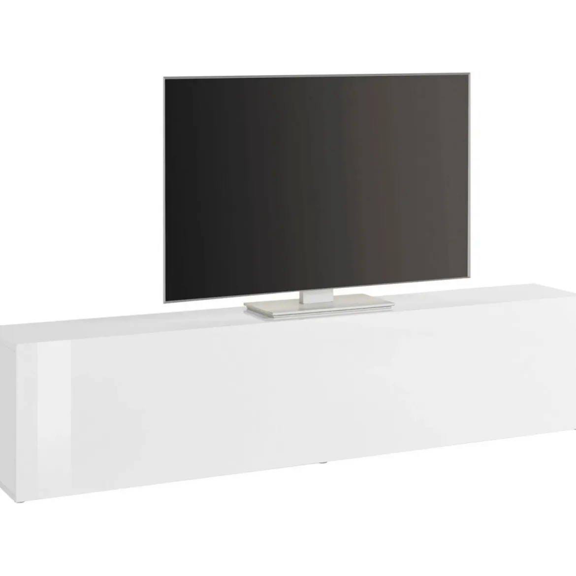 Mobile Porta TV Bianco Lucido con 1 Anta 180 cm Madia Bassa per Soggiorno